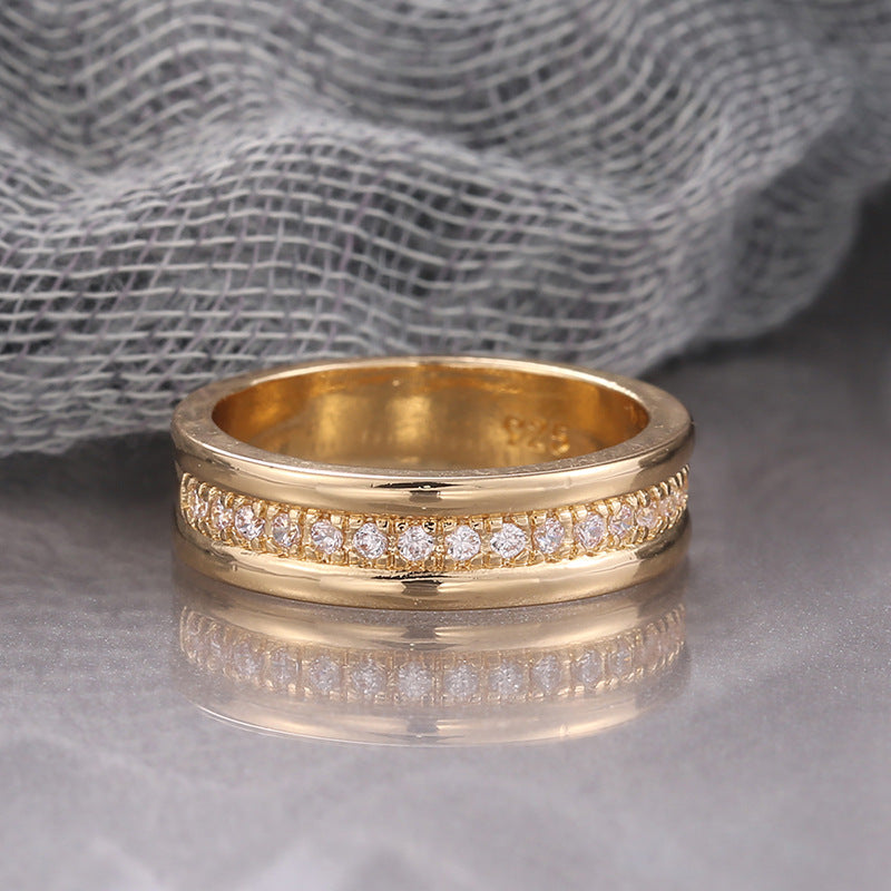 Simple Golden Sliver Rhinestones Ring Copper Plated RIngs Fashion Jewellery