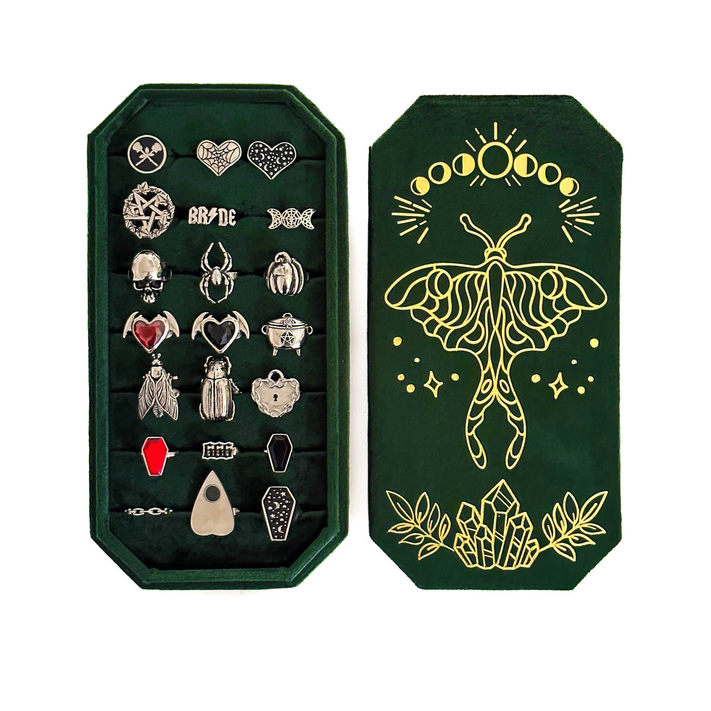 Moth and Moon Green Ring Jewellery box