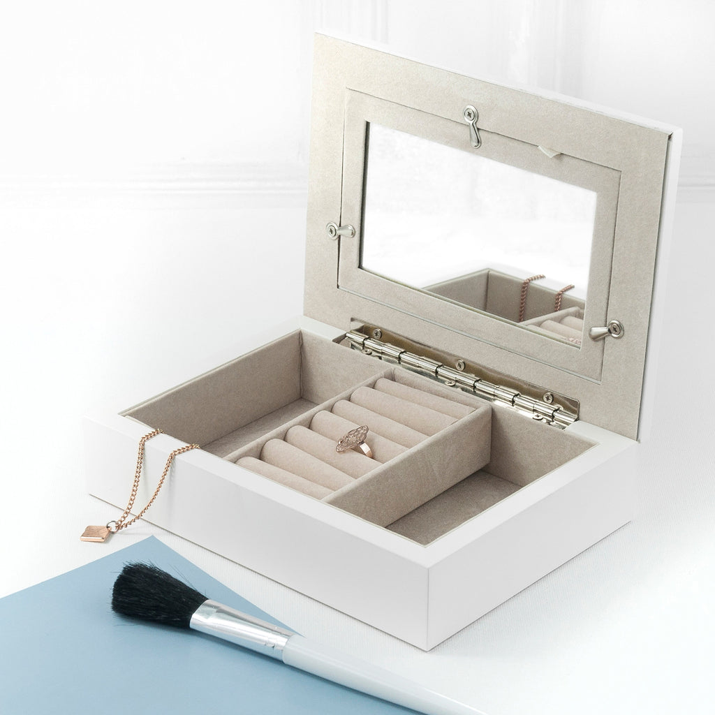 Personalised Powder White and Rose Gold Jewellery Box