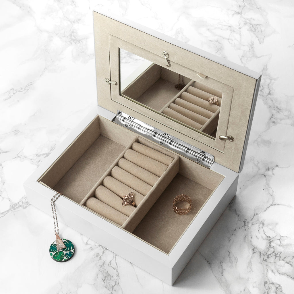 Personalised Powder White and Rose Gold Jewellery Box