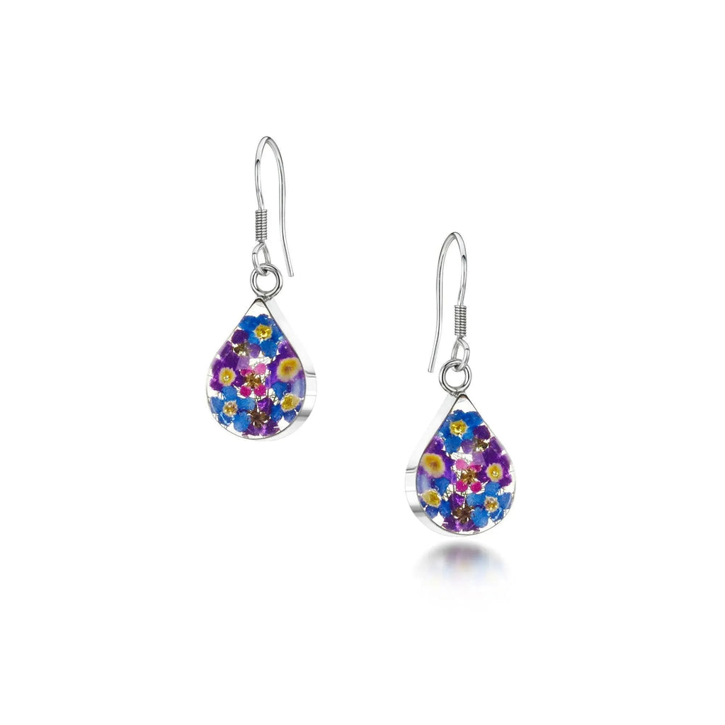 Purple Haze Silver Teardrop Dangle Drop Earrings